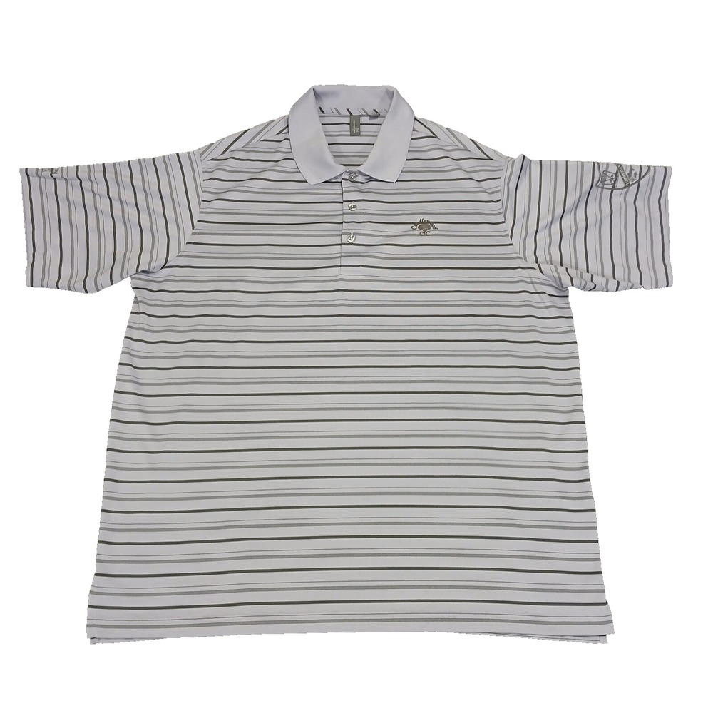 Ashworth Golf Candlewood Country Club‎ Striped Polo Shirt Gray Men's 2XL